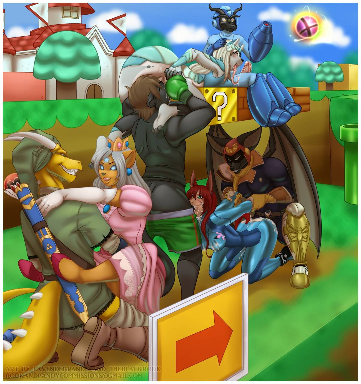 captain falcon+link+little mac+mega man (character)+princess peach+samus  aran+wii fit trainer