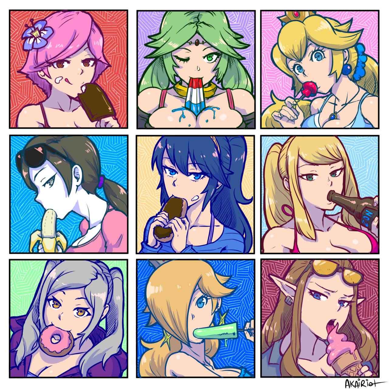 lucinamy-unitpalutenaprincess-peachprincess-rosalinaprincess-zeldarobinsamus-aranvillager-animal-crossingwii-fit-trainer