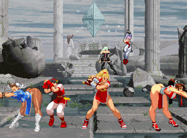 athena asamiya+chun-li+lilith aensland+mai shiranui+maki genryusai+morrigan aensland5484447aa83496c72452b8ba258da835