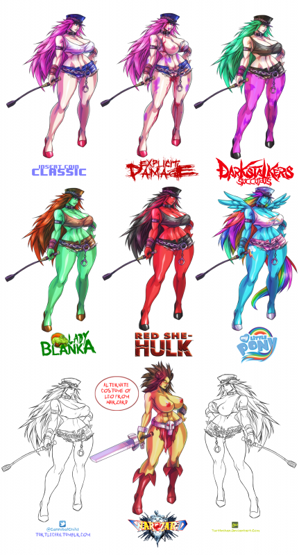 blanka+morrigan aensland+poison (final fight)+rainbow dash (mlp)