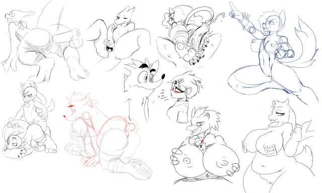 buru (jaynatorburudragon)+felicia (darkstalkers)+lucario+nina cortex+toriel