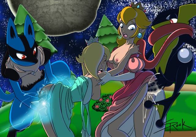 greninja+lucario+princess peach+princess rosalina