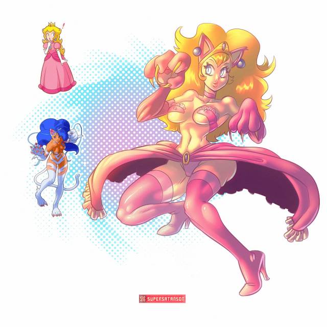 felicia (darkstalkers)+princess peach