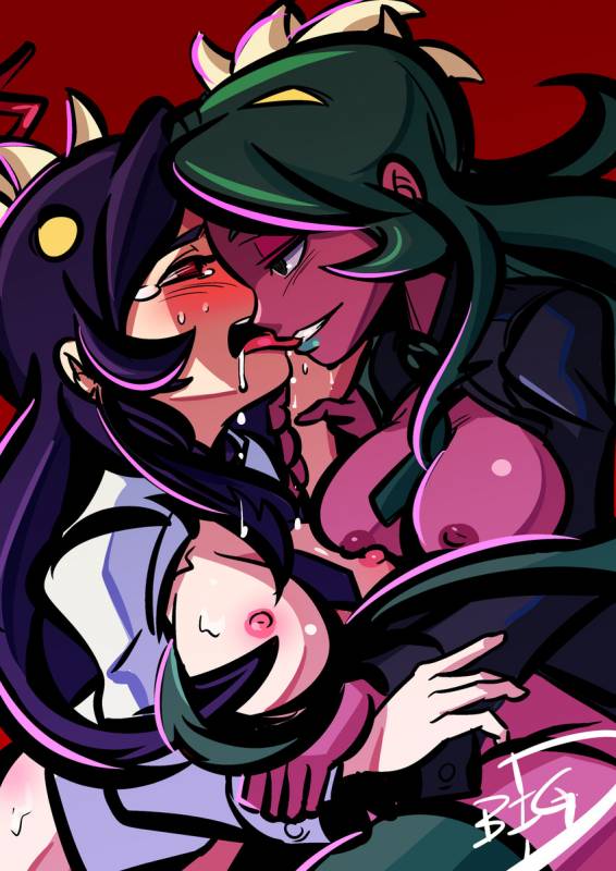 filia (skullgirls)+fukua (skullgirls)+samson (skullgirls)+shamone (skullgirls)