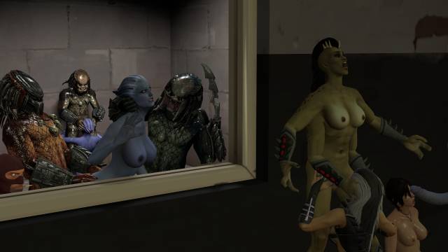 asari+lara croft+liara t'soni+predator+sheeva+sindel+yautja