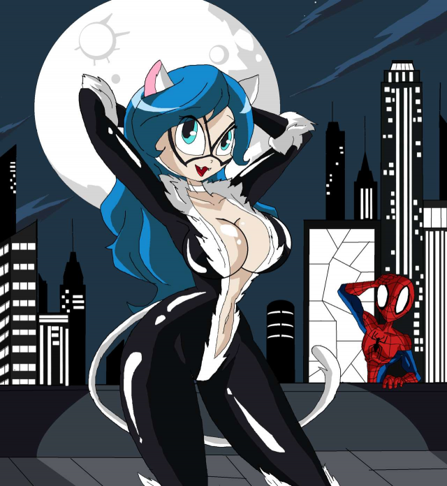 black cat+felicia+felicg- (darkstalkers)+felicg- hardy+pes- parker+spideg-man