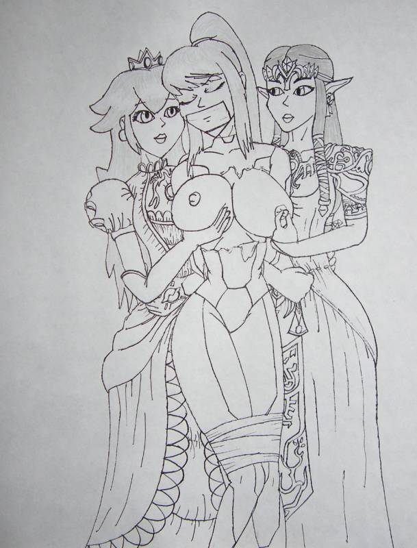 princess peach+princess zelda+samus aran